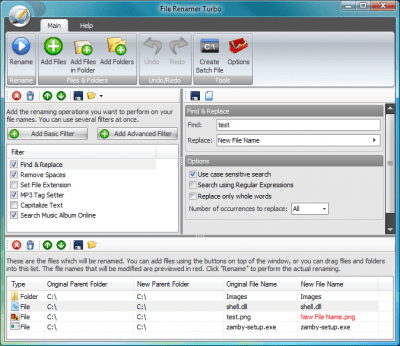 Screenshot of the application File Renamer Turbo - #1