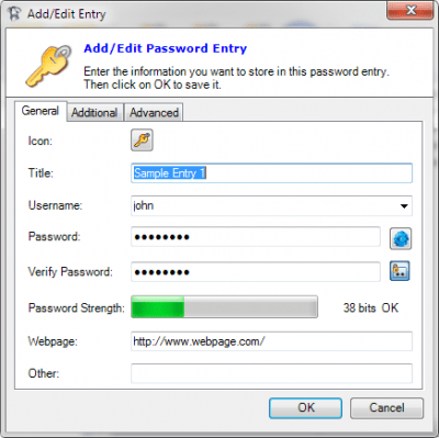 Screenshot of the application Password Manager Deluxe - #3