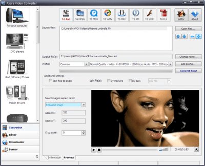 Screenshot of the application Axara Video Converter - #1