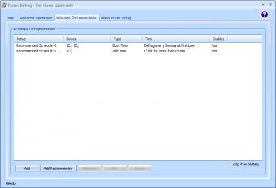 Screenshot of the application Puran Defrag - #1