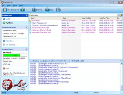 Screenshot of the application Leo Backup - #1