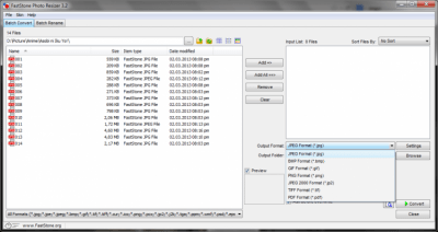 Screenshot of the application FastStone Photo Resizer - #1