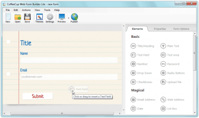 Screenshot of the application Web Form Builder - #1