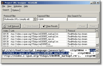 Screenshot of the application URL Snooper - #1