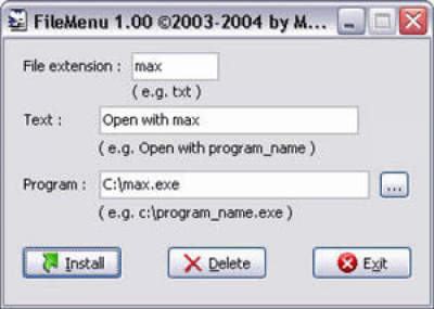 Screenshot of the application FileMenu - #1