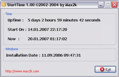 Screenshot of the application StartTime - #1