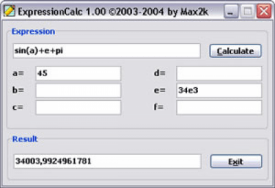 Screenshot of the application ExpressionCalc - #1