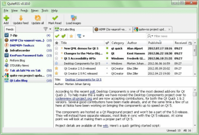 Screenshot of the application QuiteRSS Portable - #1