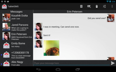 Screenshot of the application TabletSMS by DeskSMS - #1