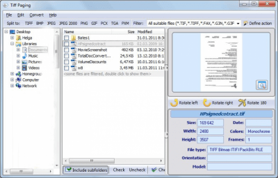 Screenshot of the application Tiff Paging - #1