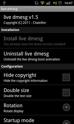 Screenshot of the application [root] live dmesg lite - #3