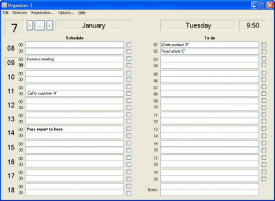 Screenshot of the application Organizer-7 - #1