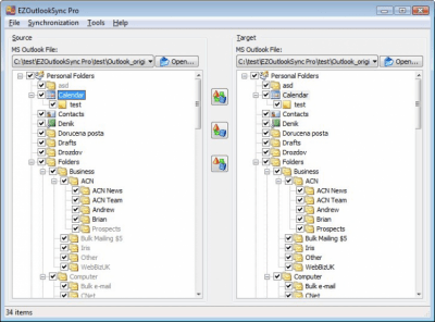Screenshot of the application EZOutlookSync - #1