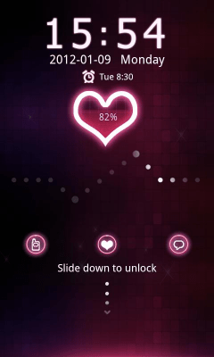 Screenshot of the application Red heart Theme GO Locker - #4