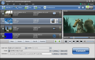 Screenshot of the application AnyMP4 MTS Converter - #1