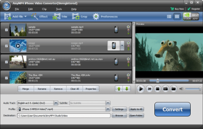 Screenshot of the application AnyMP4 iPhone Video Converter - #1