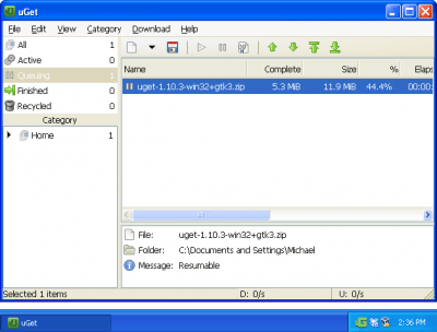 Screenshot of the application uGet - #1