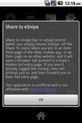 Screenshot of the application Share to eSnipe - #3