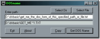 Screenshot of the application DOSname - #1