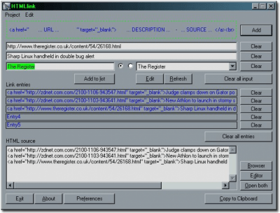Screenshot of the application HTMLlink - #1