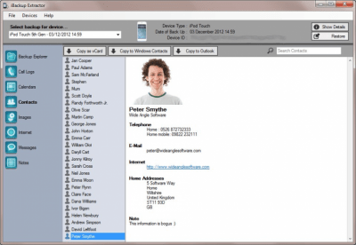 Screenshot of the application iBackup Extractor - #1