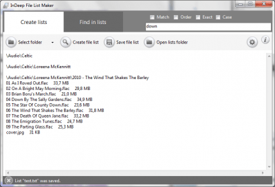 Screenshot of the application InDeep File List Maker - #2