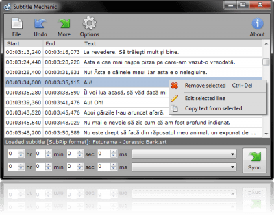 Screenshot of the application Subtitle Mechanic - #1
