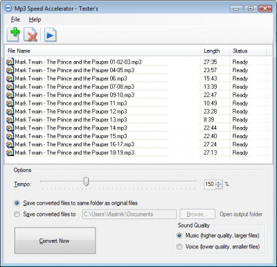 Screenshot of the application Mp3 Speed Accelerator - #1