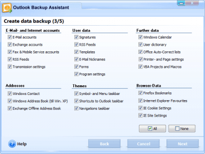 Screenshot of the application Outlook Backup Assistant - #2