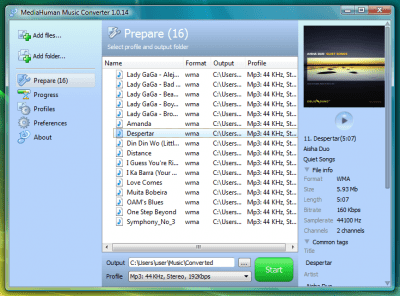 Screenshot of the application Music Converter - #1