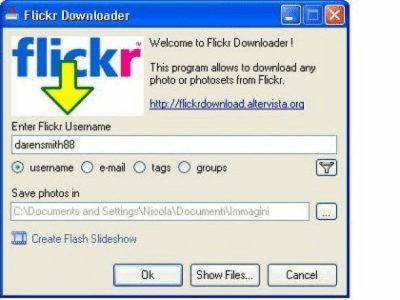 Screenshot of the application Flickr Downloader - #1