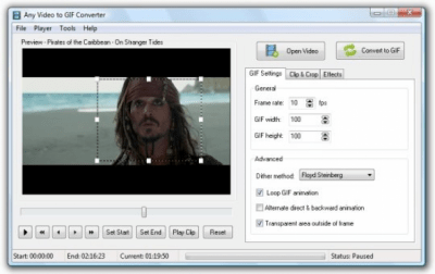 Screenshot of the application Any Video to GIF Converter - #1