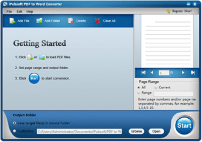 Screenshot of the application iPubsoft PDF to Word Converter - #1