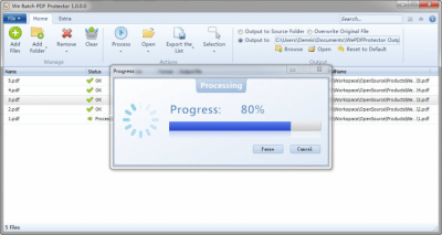 Screenshot of the application We Batch PDF Protector - #3