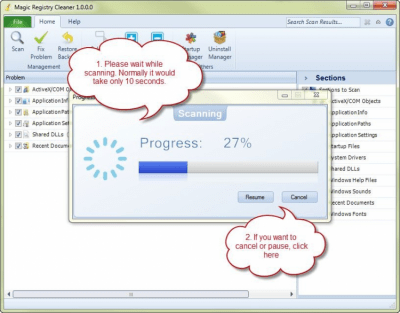 Screenshot of the application Magic Registry Cleaner - #3