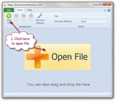Screenshot of the application Magic Zip Password Recovery - #3