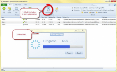 Screenshot of the application Free PNG Optimizer - #3