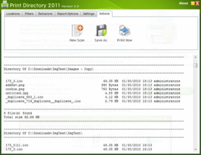 Screenshot of the application Print Directory - #1