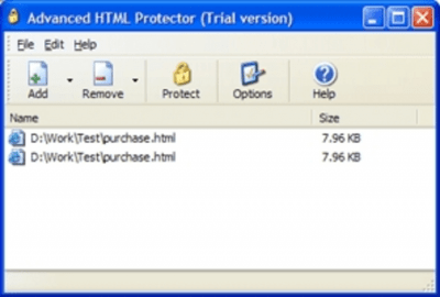 Screenshot of the application Advanced HTML Protector - #1