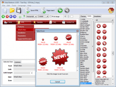 Screenshot of the application Vista Buttons - #2