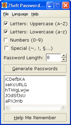 Screenshot of the application ZSoft Password Generator - #1