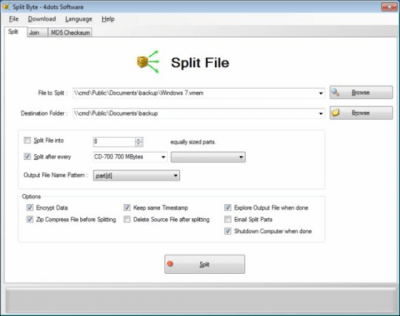 Screenshot of the application Split Byte Portable - #1