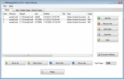 Screenshot of the application Free PDF Splitter Merger 4dots - #1