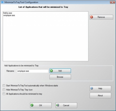 Screenshot of the application MinimizeToTrayTool - #1