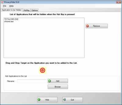 Screenshot of the application PrivacyHide - #1