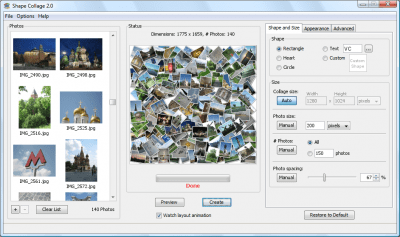 Screenshot of the application Shape Collage - #2