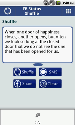 Screenshot of the application FB Status Shuffle - #1
