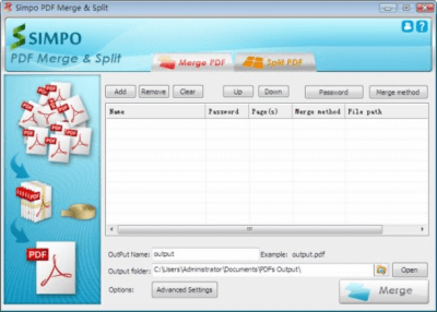 Screenshot of the application Simpo PDF Merge and Split - #1