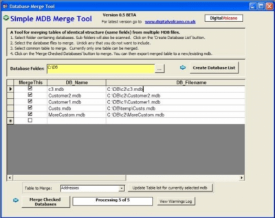 Screenshot of the application Simple MDB Merge - #1