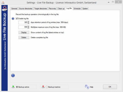 Screenshot of the application Live File Backup - #1